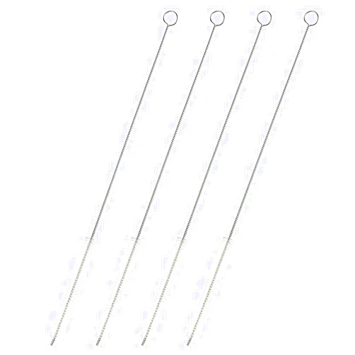 Juvale 4-Pack Metal Straw Cleaner - Extra Long Stainless Steel Brush for Cleaning Reusable Drinking Straws, Water Bottles and Pipes (12 in)