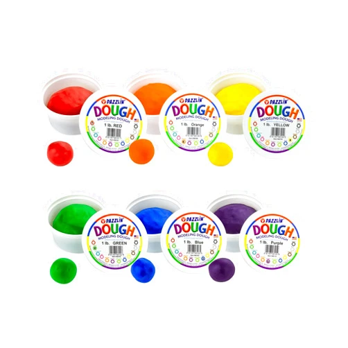 Hygloss Products Dough, Safe & Non-Toxic Modelling Dough for Arts & Crafts, Learn, Unscented, 1lb. of 6 Colors, 6 lb. Total