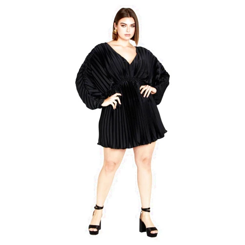 City Chic Women's Plus Size Chloe Accordion Sleeve Pleat Dress