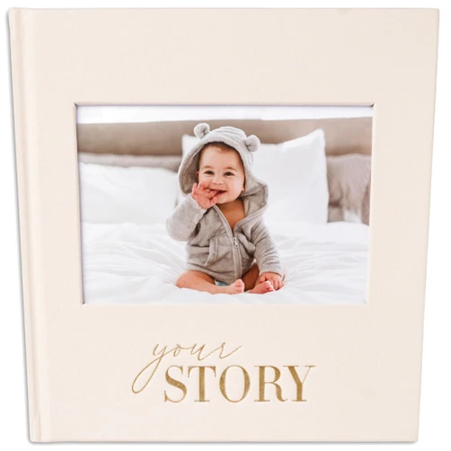 Bibi & Beau Baby Memory Book - Baby Photo Albums - Baby Scrapbook & Record Book - Baby Journal Gift for Newborn Baby Boy & Girl (Cream Fabric)