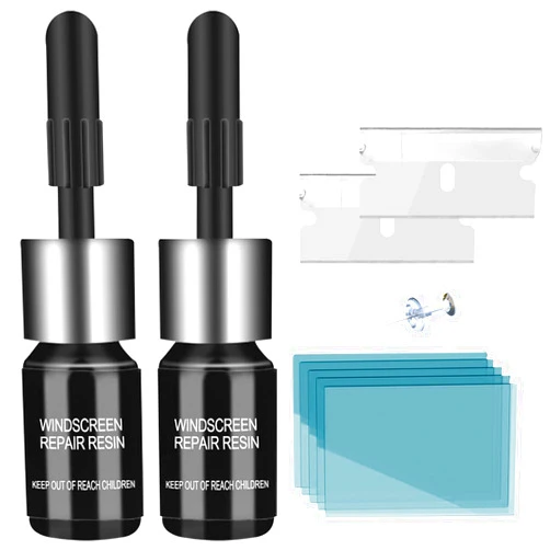 AODA Windshield Repair Kit, 2 Pack Car Windshield Crack Repair Kit, Rock Chip Repair Kit Windshield for Chips, Cracks, Bulls-Eye & Star-Shape Cack