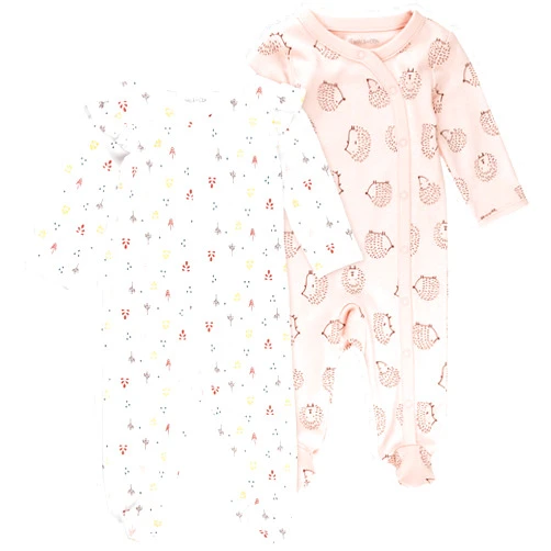 Mac & Moon 2-Pack Organic Cotton Sleep & Play in Baby Girl Prints