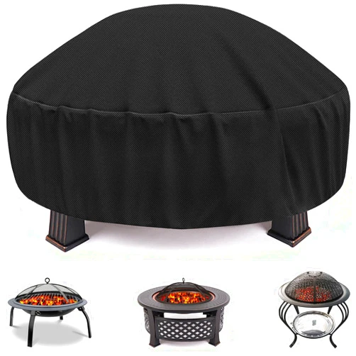 Leyoceur Fire Pit Cover Round, Fits 44-50 Inch Firepit or Fire Bowl, Outdoor Waterproof Patio Fire Table Cover, 48’’ D X 18’’ H