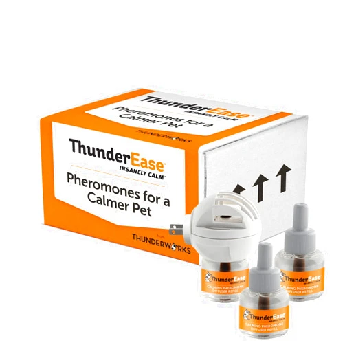 ThunderEase Dog Calming Pheromone Diffuser Kit | Powered by ADAPTIL | Vet Recommended to Relieve Separation Anxiety, Stress Barking and Chewing, and Fear of Fireworks & Thunderstorms (90 Day Supply)
