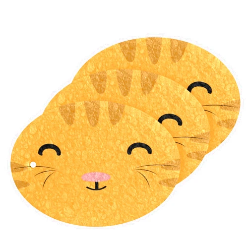 Jihqo 3PCS Scrub Sponges Smiling Cat Face Pop-up Dish Sponge for Cleaning Kitchen Bathroom Household Non-Scratch Scrubber