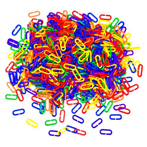 JIALEEY 600 Piece Plastic C-Clips Hooks Chain Links Rainbow C-Links Children's Learning Toys Small Pet Rat Parrot Bird Toy Cage