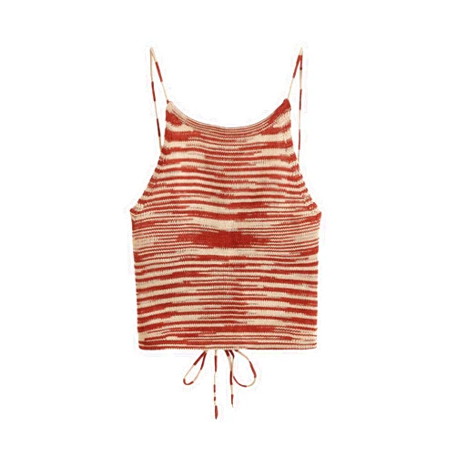 SweatyRocks Women's Sleeveless Space Dye Knit Camisole Criss Cross Backless Crop Top