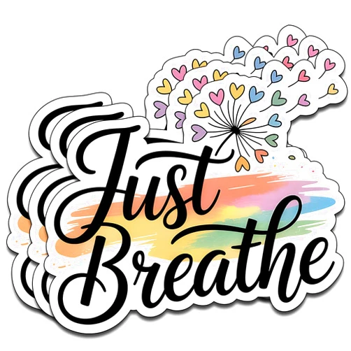 ALODTRA (3PCS) Just Breathe Vinyl Sticker Pack Durable Waterproof Stickers for Laptop Water Bottle Car Bumper Phone Case