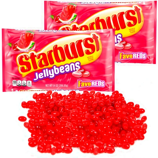 SWEETSIDE CANDY CO. FaveReds Jelly Beans Fruit Chews Candy for Kids and Party Favors - StarburstJelly Beans Fave Red Candies Watermelon, Cherry, and Strawberry Flavors for Sweet Snacking, Movie Candy - 2 Pack
