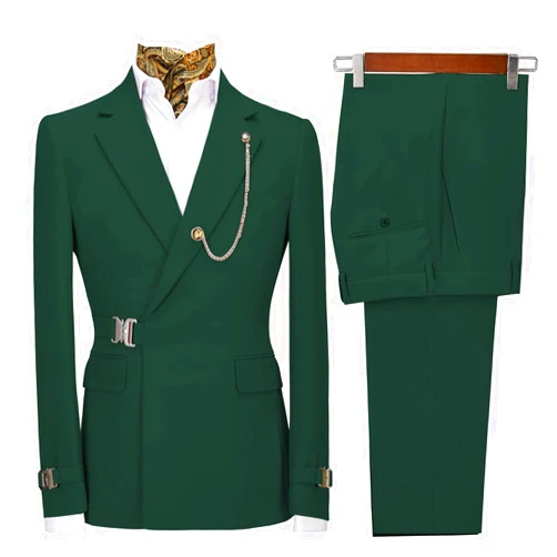Garqia Clyon Men's 2 Piece Suit with Metal Clasp Slim Fit Suit Stylish Business & Casual Tuxedo Suit