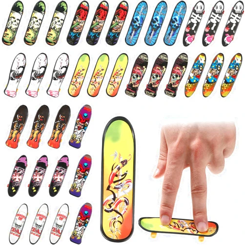 Zhanmai 36 Pieces Mini Finger Skateboard Toy Skateboard Finger Boards with Double Sided Pattern Creative Fingertip Movement Novelty Toys Party Favors Decorations Supplies for Teens and Adults (Retro Style)