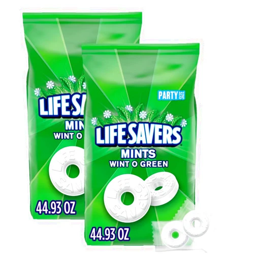 LIFE SAVERS Wint-O-Green Breath Mint Bulk Hard Candy, Party Size, 44.93 oz Bag (Pack of 2)