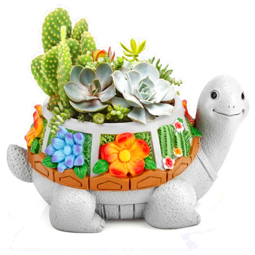 LESES Succulent Plant Pots, Turtle Planter Flower Pots with Drainage Hole, Cute Planting Pots for Cactus, Succulent Planters for Indoor Plants Home Office Garden Flower Pot Gifts for Plants Lover