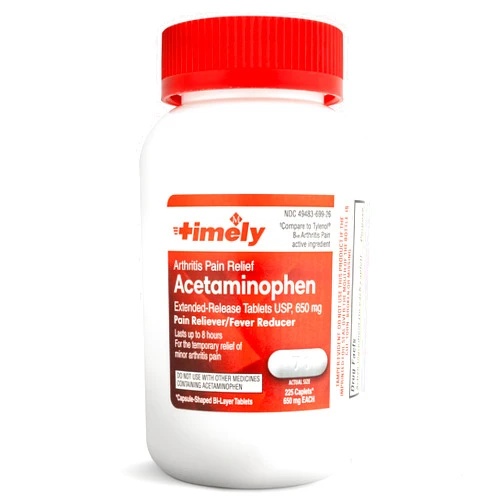 TIME-CAP LABS, INC. Timely Acetaminophen 650 Mg Extended Release - Compared to Tylenol 8 HR Arthritis Pain Active Ingredient - Fever Reducer, Arthritis Pain Reliever, Joint Pain Relief Pills - 225 Caplets