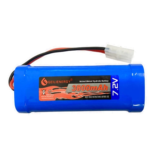 XUNTU 7.2V 3800mAh NIMH Battery (1 Pack) for RC Cars, 6-Cell NiMH Flat Rechargeable Battery Pack w/Standard Tamiya Connector