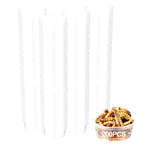ANCKNE 200 pcs 0.5oz Crested Gecko Food and Water Feeding Cups | Reptile Feeder Bowls | for Lizard and Other Small Pet Ledge Accessories Supplies