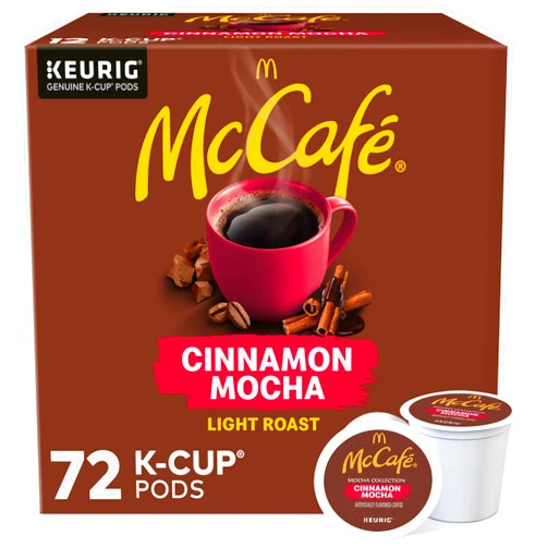 McCafe Cinnamon Mocha, Single Serve Coffee Keurig K-Cup Pods, Flavored Coffee, 72 Count Cinnamon Mocha 72 Count (Pack of 1)