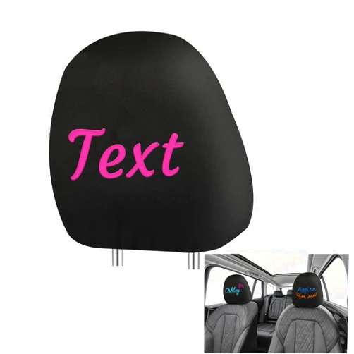 Dinikally Custom Embroidered Car Headrest Covers - Personalized Text, Stretchable Fit, Protective Design in Multiple Colors