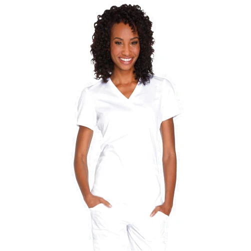 Cherokee Women's Mock Wrap Top Workwear Originals with Rib-Knit Back Panels WW650