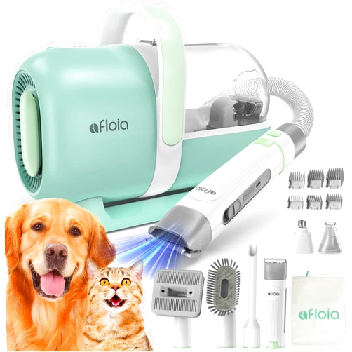 Afloia Dog Grooming Kit, Pet Grooming Vacuum & Dog Clippers, Nail Grinder Trimmer & Dog Brush for Shedding with Vacuum Grooming Tools, Low Noise Dog Vacuum Hair Remover Pet Grooming Supplies