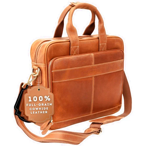 Luxorro Full-Grain Leather Briefcases for Men, Leather Laptop Briefcase For Men, Leather Bag, Leather Computer Bag For Men