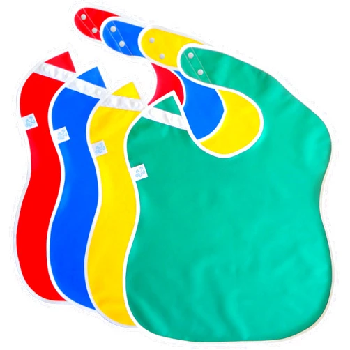 Toppy Toddler Large Waterproof Bibs Primary Collection - 4pk, 12pk, 48pk