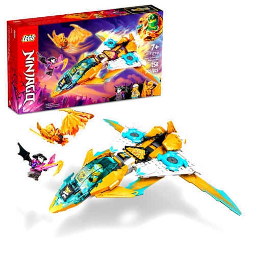 LEGO NINJAGO Zane's Golden Dragon Jet, 71770 Toy Plane Set, Birthday Gift Idea for Kids, Boys and Girls 7 Plus Years Old with Cole & Zane Minifigures