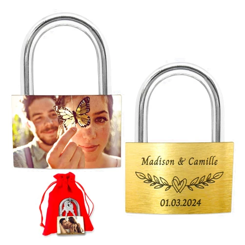Ubmpj Personalized Lock with Photo Custom padlock with Engraved Text for Couples Men Women Boyfriend Girlfriend Lover Memorial Anniversary Valentine's Day