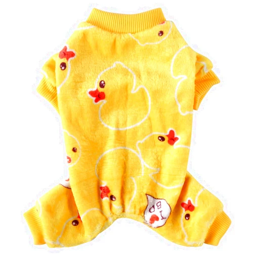 XIAOYU Cute Duck Coral Fleece Pet Clothes Dog Hoodie Coat Sweatshirts Soft Pajamas Winter Clothes(M)