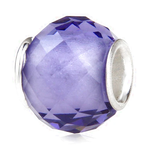 Amoony Charm Glass Birthstone Charm with 925 Sterling Silver Core Birthday Charm Anniversary Charm for Pandora Charm Bracelet