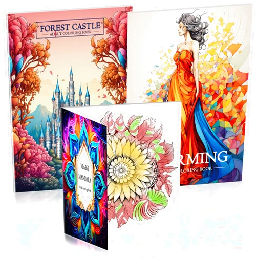 CKMOREL Adult Coloring Books, Set of 3 Coloring Books for Adults to Relax and Relieve Anxiety, Forest Castle & Charming & Mindful Mandala Theme Designs, Stress Relief Gifts for Women, 96 Pages