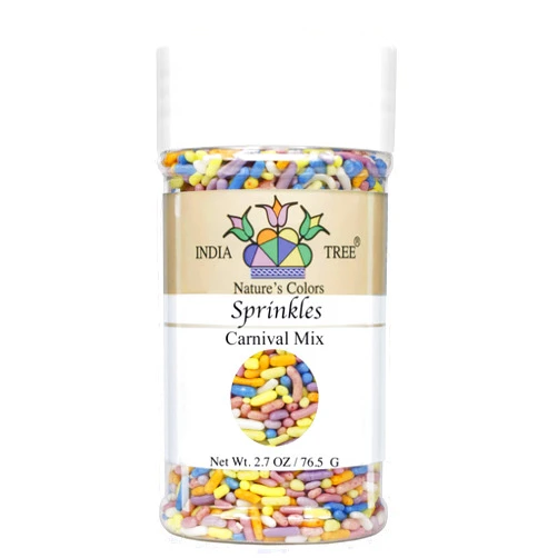 India Tree Nature's Colors, Carnival Mix, Sugar Sprinkles for Baking and Decorating, Small, 2.7 Oz Jar (Pack of 1)
