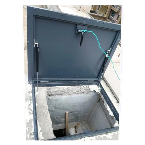 LZMZMQ Outdoor Basement Cellar Door Cover, Upward Lifting Attic Hatch Access Door Ceiling, Customized Manhole/Cellars Exit Lid with Hydraulic Support Rods & Handle, Black Square Metal Cap(26