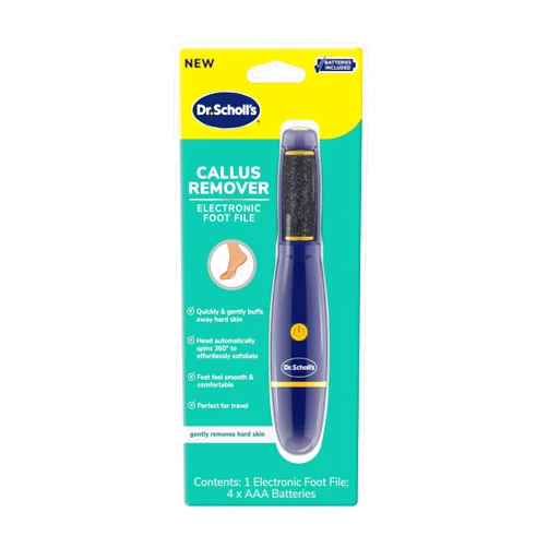 Dr. Scholl's Callus Remover Electronic Foot File, Electric Hard Skin Removal for Feet, Effortless Soft Smooth Skin in Minutes, Perfect for Travel, for Women & Men, AAA Batteries Included