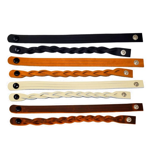 PITKA LEATHER Mystery Braid Leather Bracelets Kit - 8 Pack Leather Bracelets Braiding Ready, 2 of each color - Made in USA