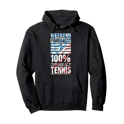 Classic Tennis Player Merch With Retro Aesthetic Weekend Forecast 100 Percent Chance Of Tennis Pullover Hoodie