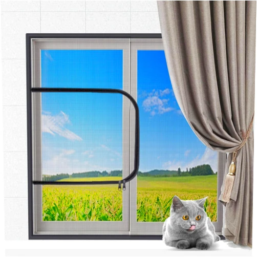XIEMINLE Custom Size Cat Safety Net Cats Window protection for Cats, Fly Screen Mosquito Net, Self-Adhesive Window Screen Mesh with Zipper, Balcony Window Safety Screen Mesh,W*H:70 * 100cm,Position 8