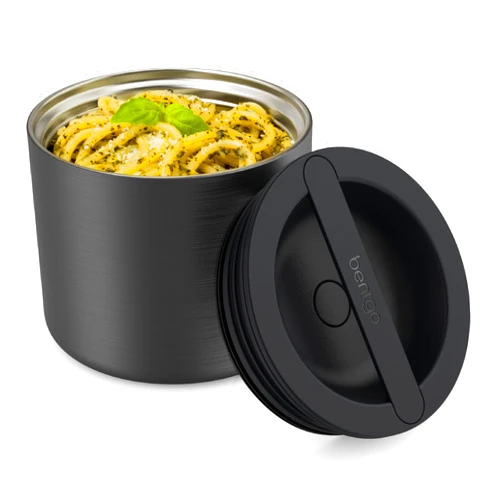 Bentgo Stainless Insulated Food Container - 2.4 Cups (19 oz), Triple-Layer Insulation, Vacuum Seal, Leak-Proof, Built-In Handle, Wide Opening, Premium Stainless Steel, for Cool/Warm Foods (Black)