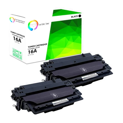 TCT 16A Toner Cartridge 2 Pack - Premium Compatible Replacement for HP 16A Q7516A Black Works with HP Laserjet 5200 5200DTN 5200TN Printers (12,000 Pages)