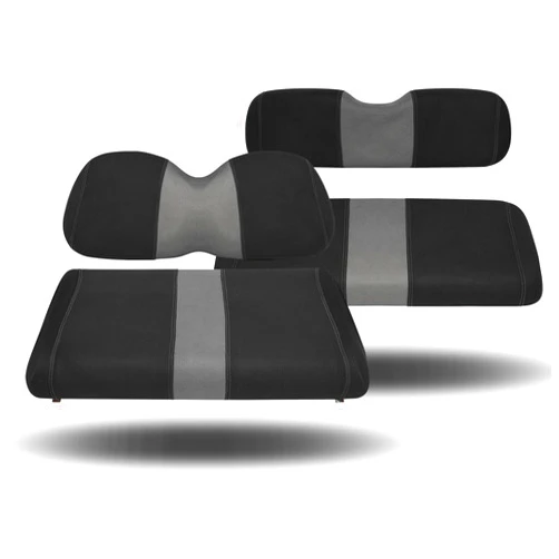 SAMXOMAP Golf Cart Seat Covers Fit EZGO TXT/Club Car DS/Club Car Precedent/Yamaha Drive/Aftermarket Common Rear Seat Kit, Washable Breathable Air Mesh Cloth Adjustable Seat Cover, Black and Gray