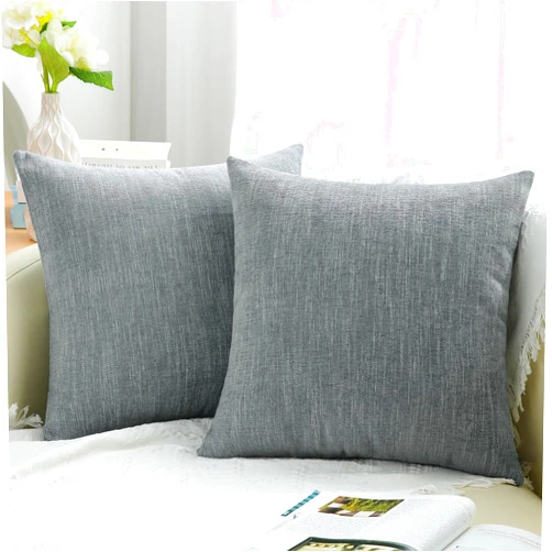 decorUhome Decorative Throw Pillow Covers 18x18 Set of 2, Farmhouse Textured Chenille Square Pillow Covers for Couch Sofa Bed Living Room, Grey