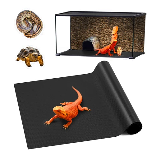 SISIPAI LIFE Bearded Dragon Tank Accessories, Reptile Carpet Bedding, Non-Adhesive Reptile Mat Warming Reptile Terrarium Liner Substrate for Leopard Gecko, Snake, Lizard, Tortoise, Iguana Black(18