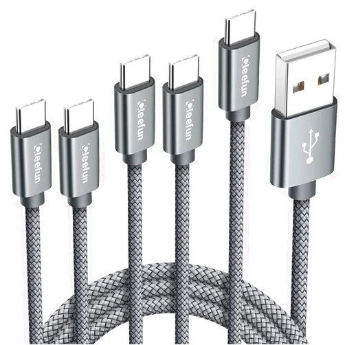 CLEEFUN USB C Cable, USB to USB C Cable, [5 Pack, 3/3/6/6/10 ft] Type C Charger Cable Fast Charging for iPhone 17 16 15 Pro Max Plus Air, for Samsung Galaxy S25 S24 S23 S22 S21 S20 S10 A17 A16 A15