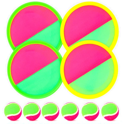 Hxezoc Toss and Catch Ball Set Catch Game Toys with 4 Paddles 6 Balls and 1 Storage Bag, Ball Sports Toys for Kids and Adults Family School Outdoor Games, Beach Playground Yard Games Supplies