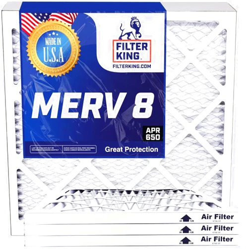Filter King 8x20x1 Air Filters | 6-PACK | MERV 8 | HVAC Pleated AC Furnace Filters | MADE IN USA | Actual Size: 8 x 20 x .75