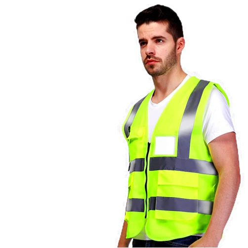 NJDGF High Visibility Vest Safety Vest with Pockets and Zipper Construction Vest for Men Women Reflective Vest for Running Work Cycling Runner Survey,Meets ANSI/ISEA Standards