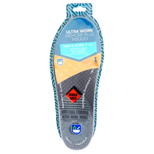 Rite Aid Ultra Work Memory Plus Insoles for Men - Sizes 7-13 | Memory Foam| Shock Absorbing Arch Support Boot Insole