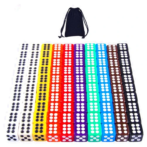 AUSTOR 100 Pieces 12mm Dices 6 Sided Game Dice Set Square Corner Dice with a Drawstring Pouch