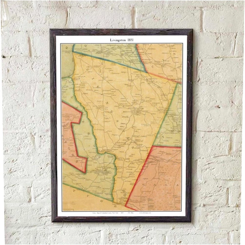 MG Global Historical Poster of Old Livingston 1851 New York Genealogy Columbia County | 11x17 12x18 16x24 24x36 Unframed Print Wall Art Gift | Vintage Antique Decor