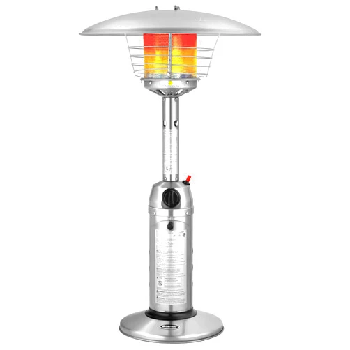 Giantex Outdoor Propane Patio Heater, 11,000 BTU Portable Tabletop Heater w/Weighted Base, Stainless Steel, Adjustable Thermostat, Electric Heater for Backyard, Garden, Commercial Restaurant, Silver